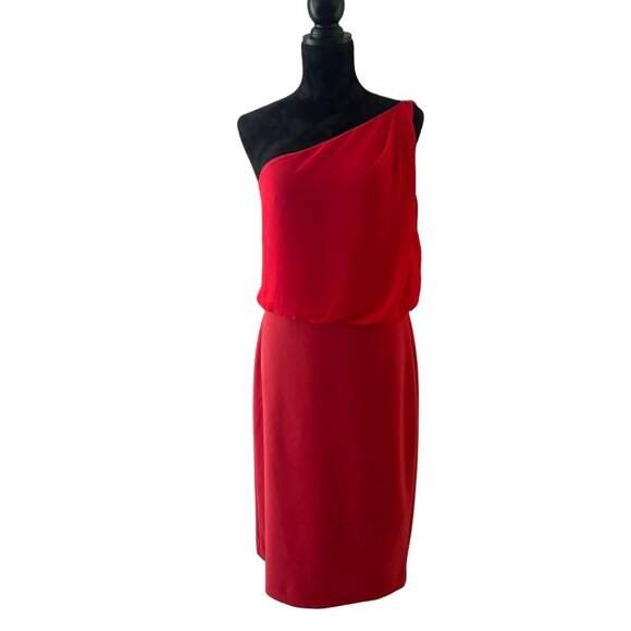 Lauren Ralph Lauren Women's 12 NWT Black Label One Shoulder Red Elegant Dress - Picture 1 of 8